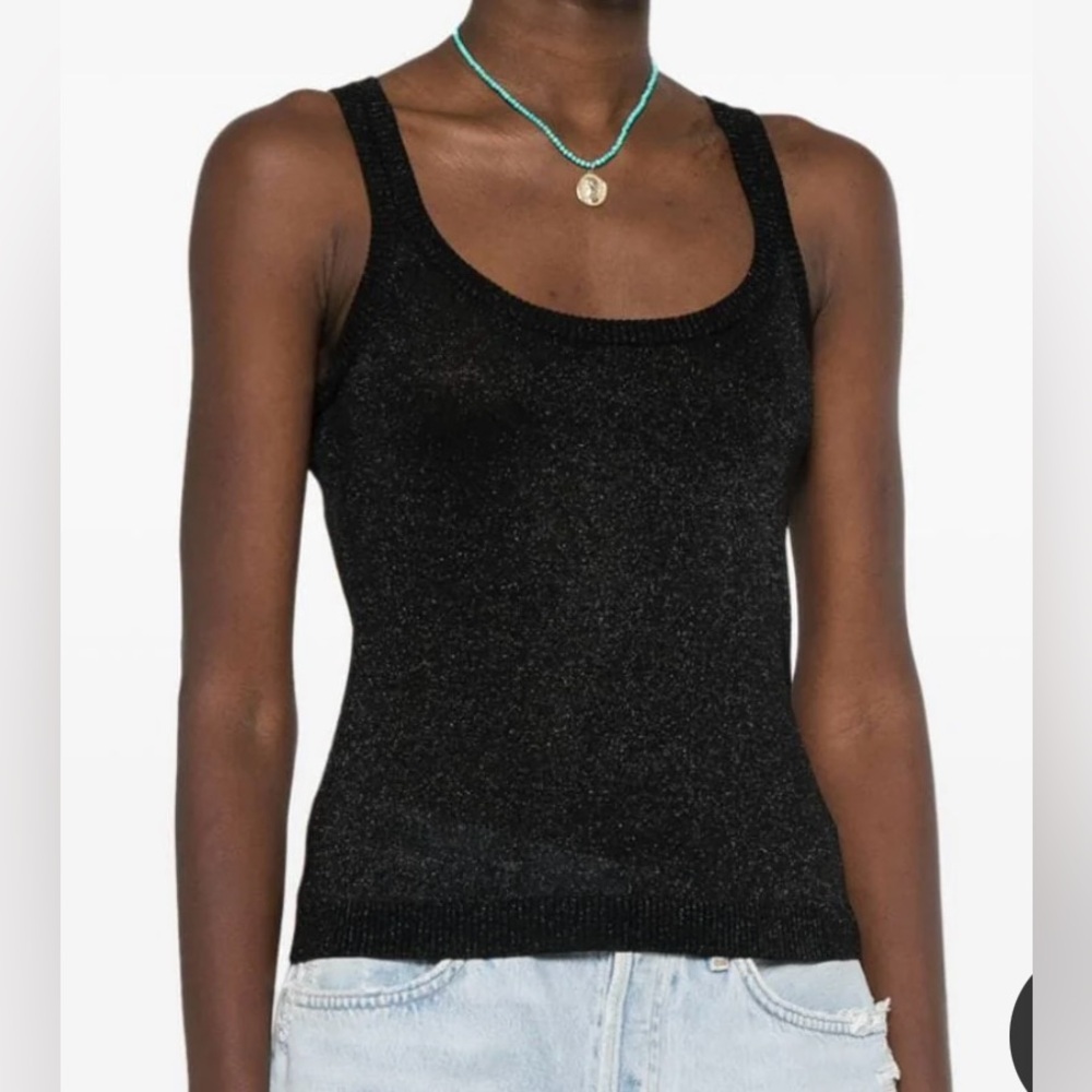 NWT Missoni Black Metallic knit scoop neck sleeveless top.